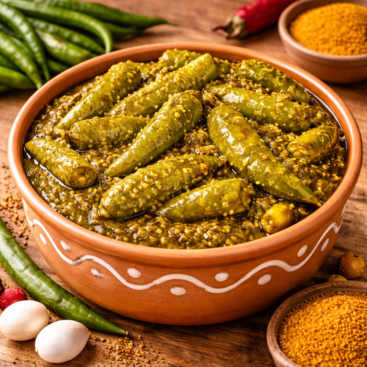 Authentic Andhra Green Chili Pickle